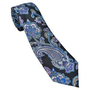 Daniel Cremieux  7 Fold Silk Tie Black Paisley Limited Edition Made in Italy NWT